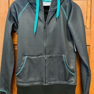 Empyre Chevron Technical Hoodie - Chevron Black and Teal Accents